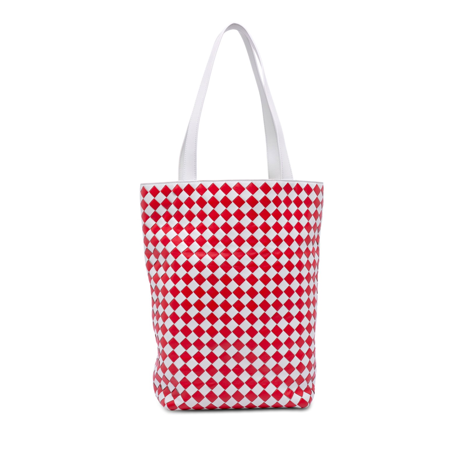 Bottega Veneta Avenue Tote White Nappa Intrecciato Leather Bag: Bottega Veneta Avenue Tote White Nappa Intrecciato Leather Bag This Bottega Veneta Nappa Intrecciato Check Avenue Tote features a woven nappa leather body with flat leather handles. The open top desig