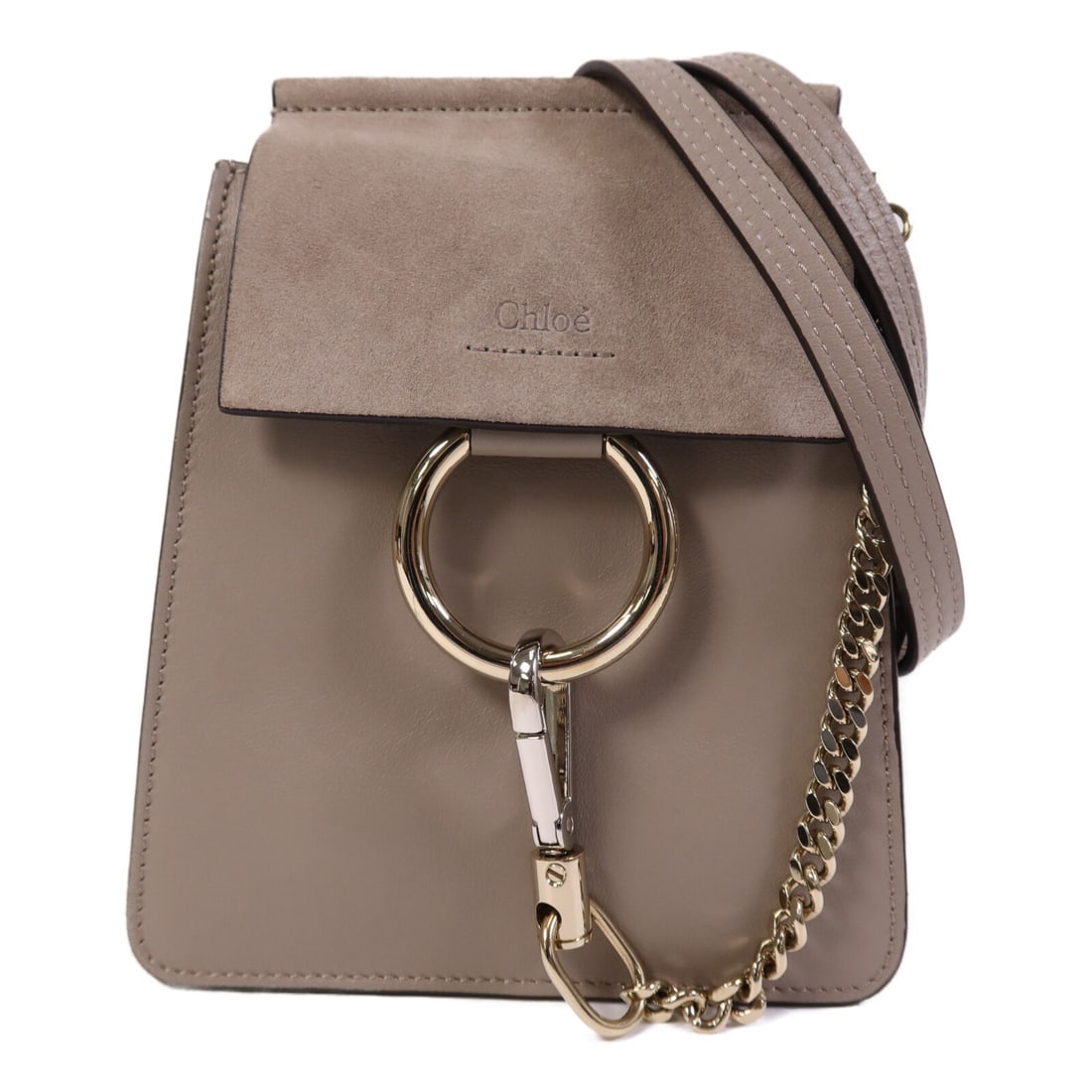 Chloe Faye Mini Gray Calfskin and Suede Convertible Shoulder Bag (1 of 14)