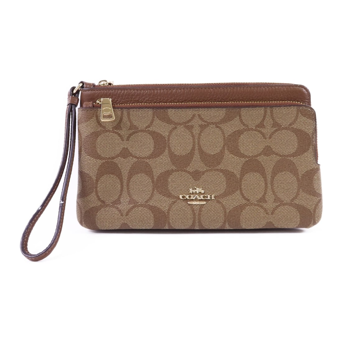 Coach Brown Coated Canvas and Calfskin Leather Pouch with Gold Hardware (1 of 14)
