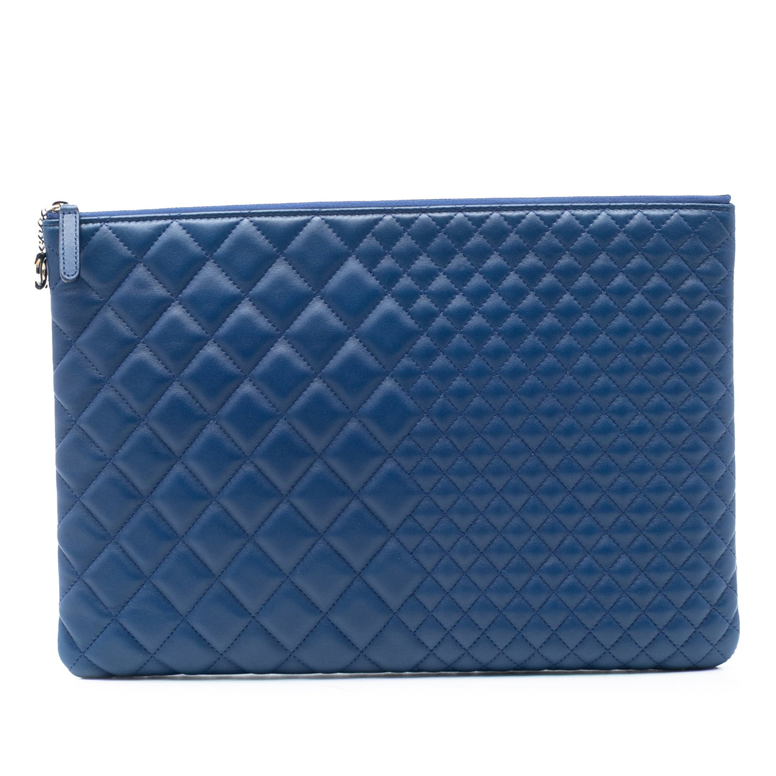 Blue quilted lambskin Chanel O Case clutch with top zip (1 of 8)