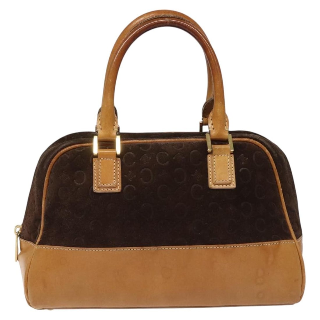 C Macadam Brown Suede and Leather Handbag by Celine Italy: C Macadam Brown Suede and Leather Handbag by Celine Italy This Celine C Macadam handbag features a sophisticated combination of suede and leather in a classic brown tone. Designed for women, the bag i