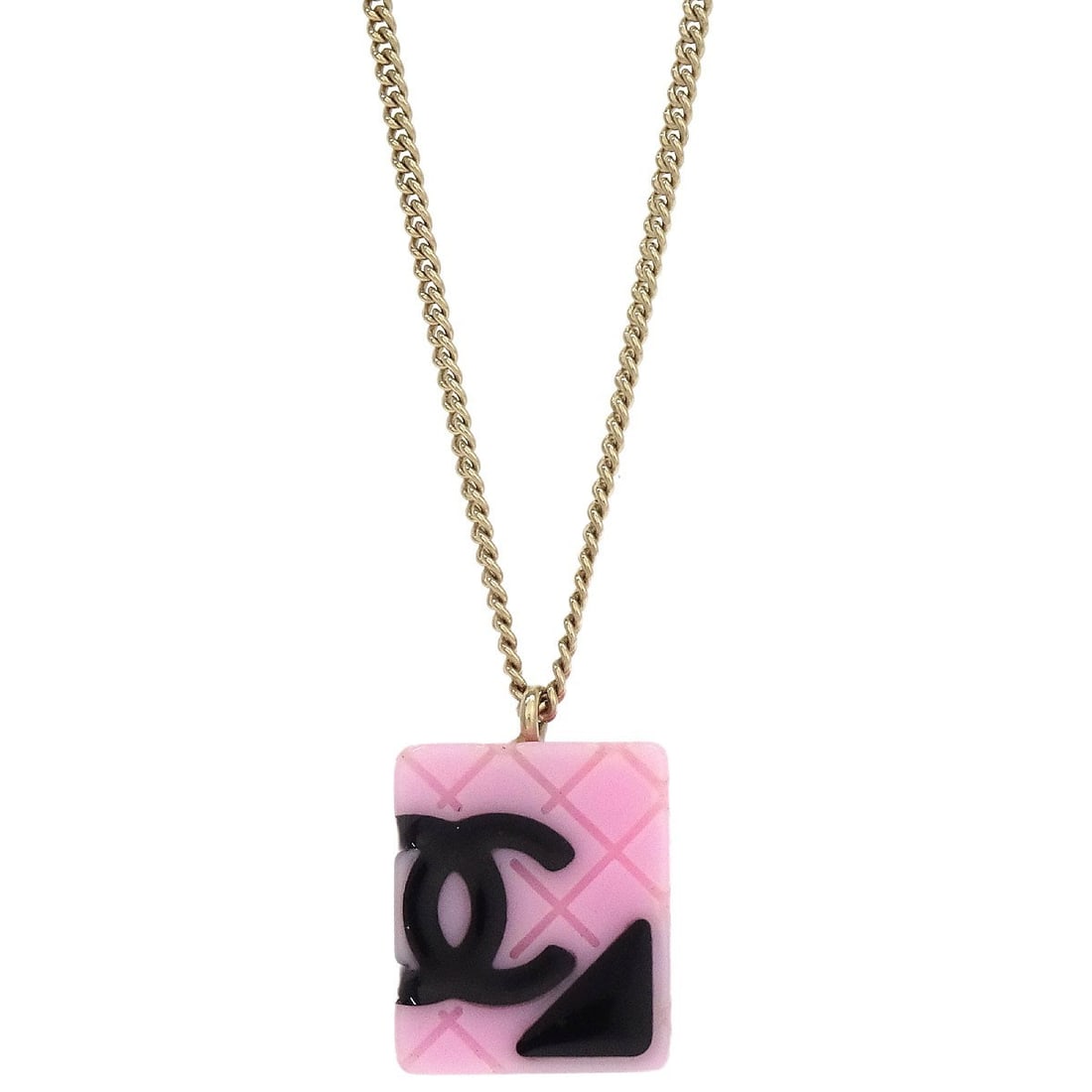 Chanel Cambon Ligne Gold Pink Chain Pendant Necklace 05C: Chanel Cambon Ligne Gold Pink Chain Pendant Necklace 05C This elegant Chanel Cambon Ligne Chain Necklace features a stunning gold-pink color that adds a touch of sophistication to any outfit. Crafted