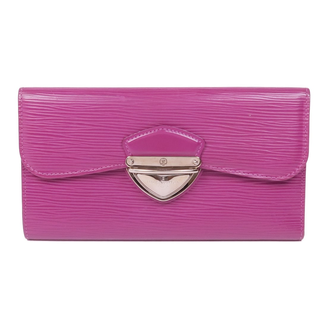 LOUIS VUITTON Grenadine Eugenie Long Wallet M6388L Epi Purple Calfskin: LOUIS VUITTON Grenadine Eugenie Long Wallet M6388L Epi Purple Calfskin This elegant Louis Vuitton Eugenie Long Wallet is crafted from luxurious calfskin (cowhide) leather in a striking grenadine purpl