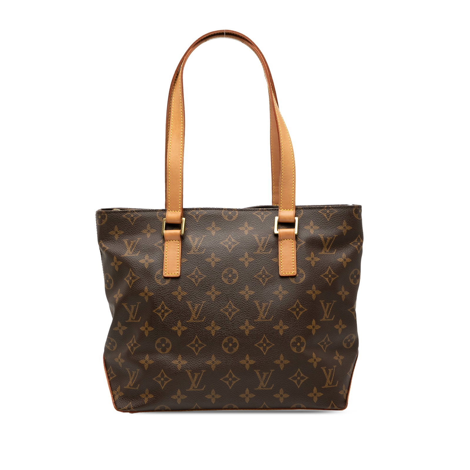Louis Vuitton Cabas Piano Brown Monogram Canvas Tote Bag: Louis Vuitton Cabas Piano Brown Monogram Canvas Tote Bag The Louis Vuitton Monogram Cabas Piano features a monogram canvas exterior with flat vachetta leather handles and a top zip closure. The interi