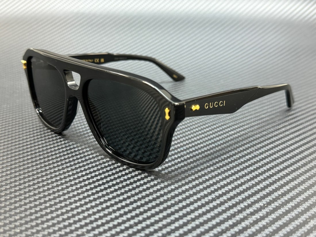 Gucci GG1263S 001 Black Grey Men's Sunglasses with Authenticity Certificate: Gucci GG1263S 001 Black Grey Men's Sunglasses with Authenticity Certificate Elevate your style with these Gucci GG1263S 001 sunglasses, designed for men. Featuring a sleek black frame complemented by