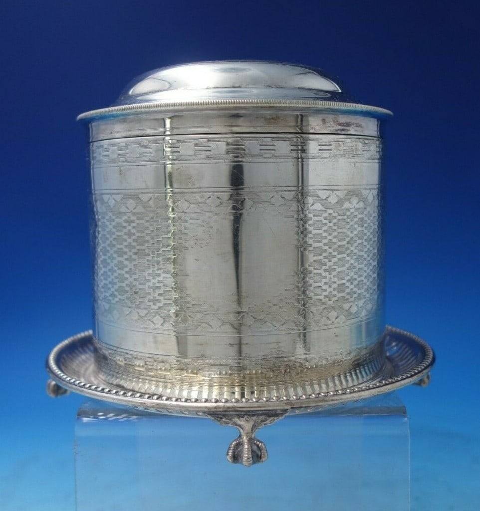 H.A. English Silverplate Biscuit Box Bun Warmer 8 x 7 Engraved (1 of 12)