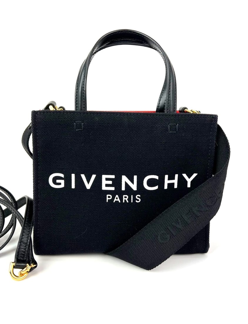 Mini G Shopper Tote in Black Canvas by Givenchy with Detachable Strap (1 of 12)