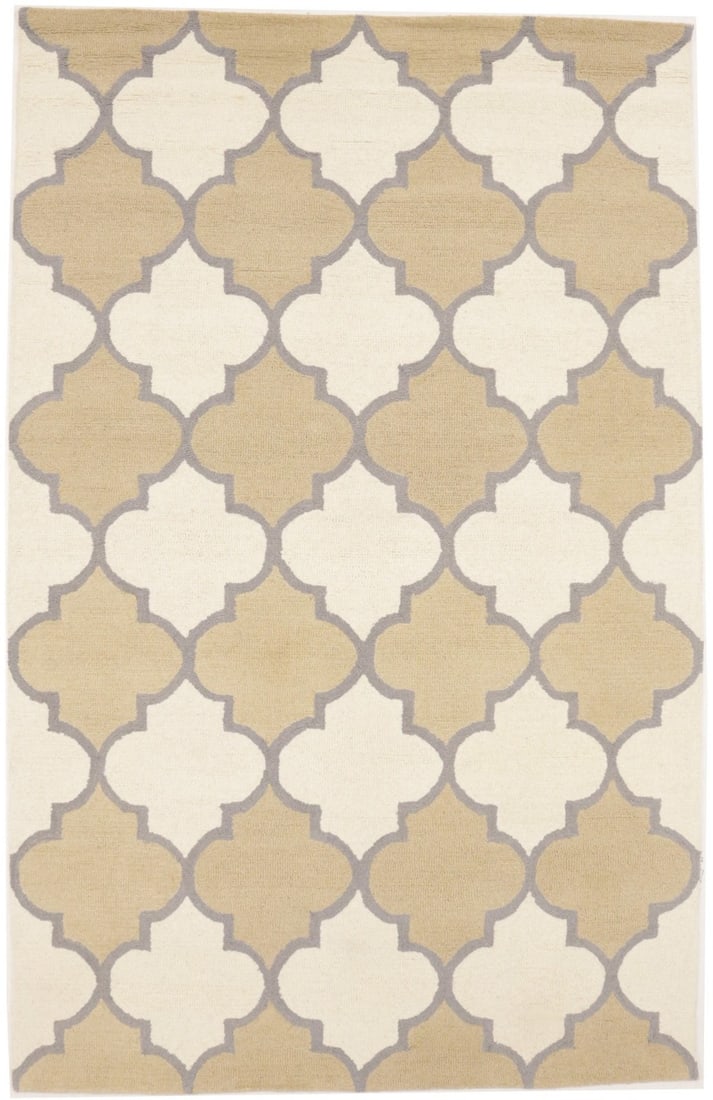 5x8 Modern Hand-Tufted Wool Area Rug Multicolored Trellis Pattern (1 of 17)