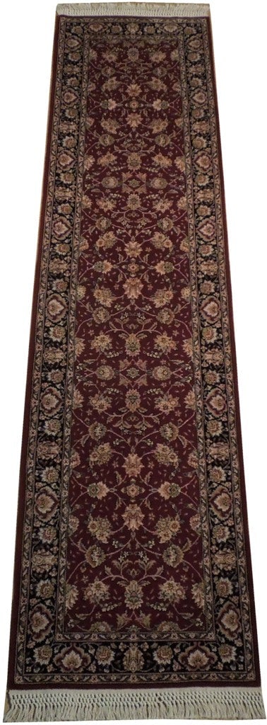 Luxurious 2.7 x 10.2 Berry Red Lavar Wool & Silk Runner Handmade: Luxurious 2.7 x 10.2 Berry Red Lavar Wool & Silk Runner Handmade Free continental US Shipping Transform your living space with this exquisite Berry Red Lavar Wool & Silk Runner, measuring 2' 7" x 10'