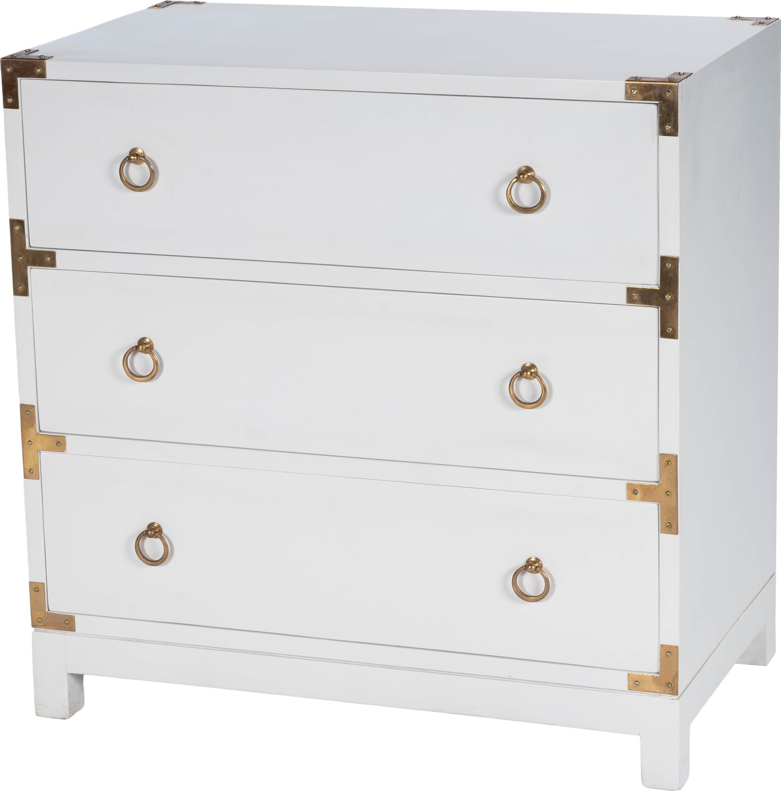Butler Campaign Chest Glossy White Brass Mango Wood 28H 28W 16D (1 of 9)