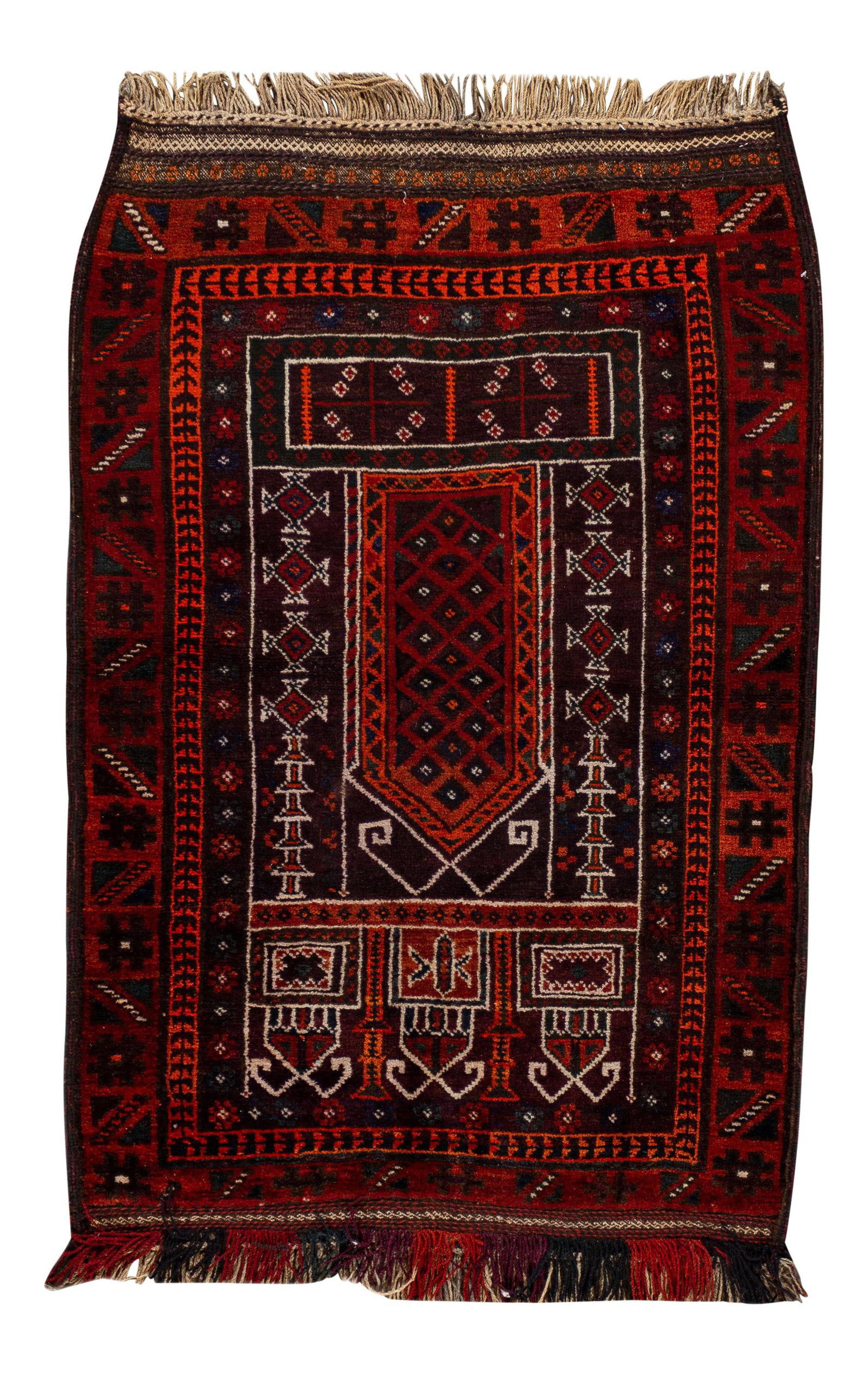 Vintage Persian Wool Scatter Rug Geometric Design Red 3'1" x 4'8": Vintage Persian Wool Scatter Rug Geometric Design Red 3'1" x 4'8" Enhance your living space with this Vintage Persian Scatter Rug, featuring a captivating geometric design in vibrant red. Crafted from