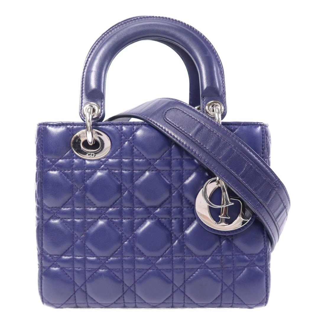 Dior Lady Dior Small Blue Lambskin Leather Convertible Shoulder Bag (1 of 15)