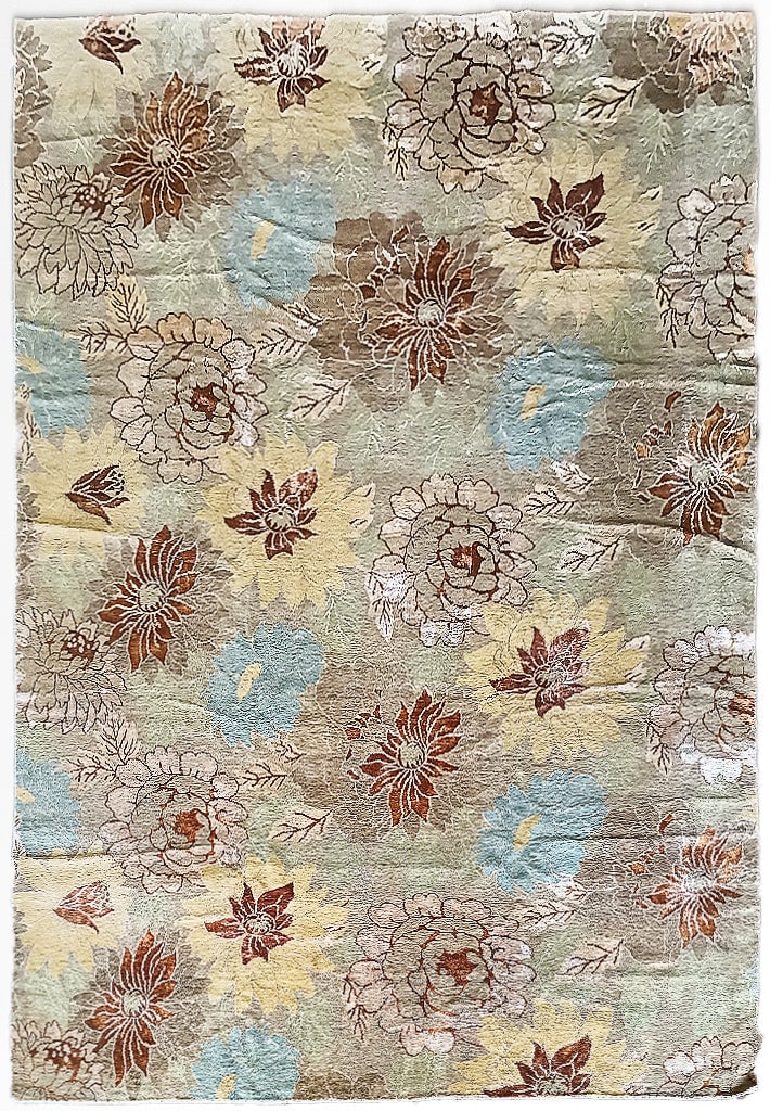 9.8 x 13.11 Contemporary Handmade Carpet Sarouk Design Eggplant Orange (1 of 10)