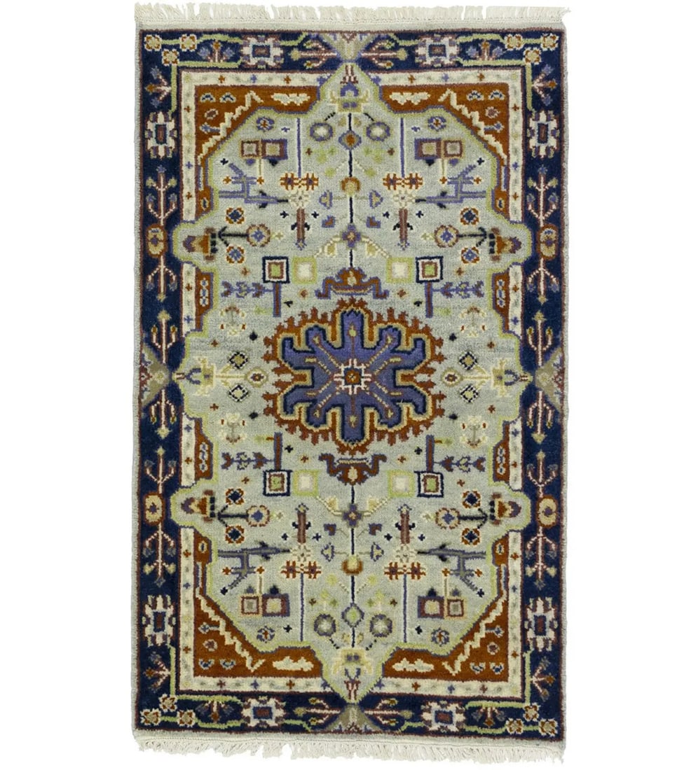 Hand-Knotted Wool Runner 3'0 x 4'11 Modern Tribal Heriz Serapi Design (1 of 18)