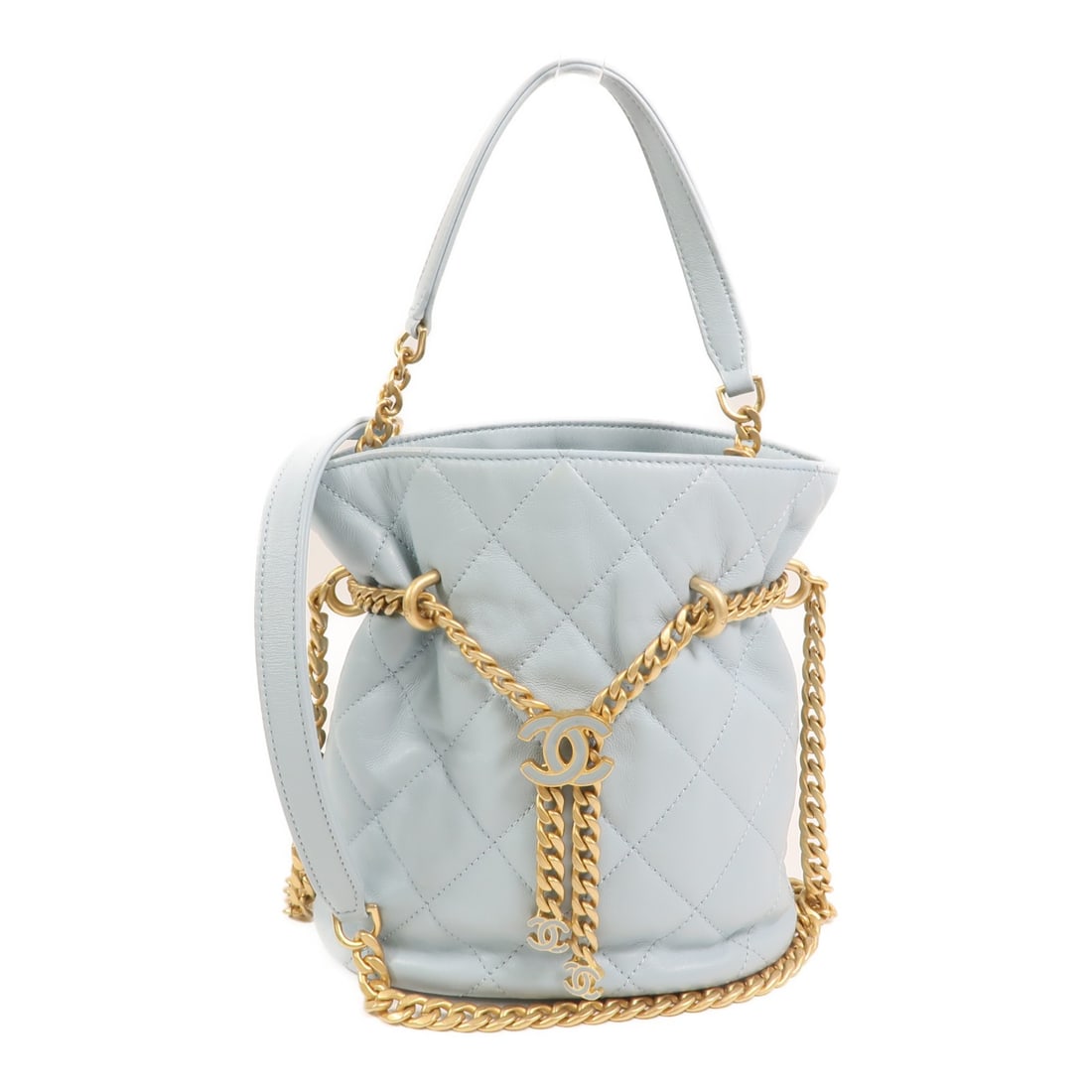 Blue Chanel AS3116 Lambskin Bucket Shoulder Bag with Gold Tone CC Hardware (1 of 15)