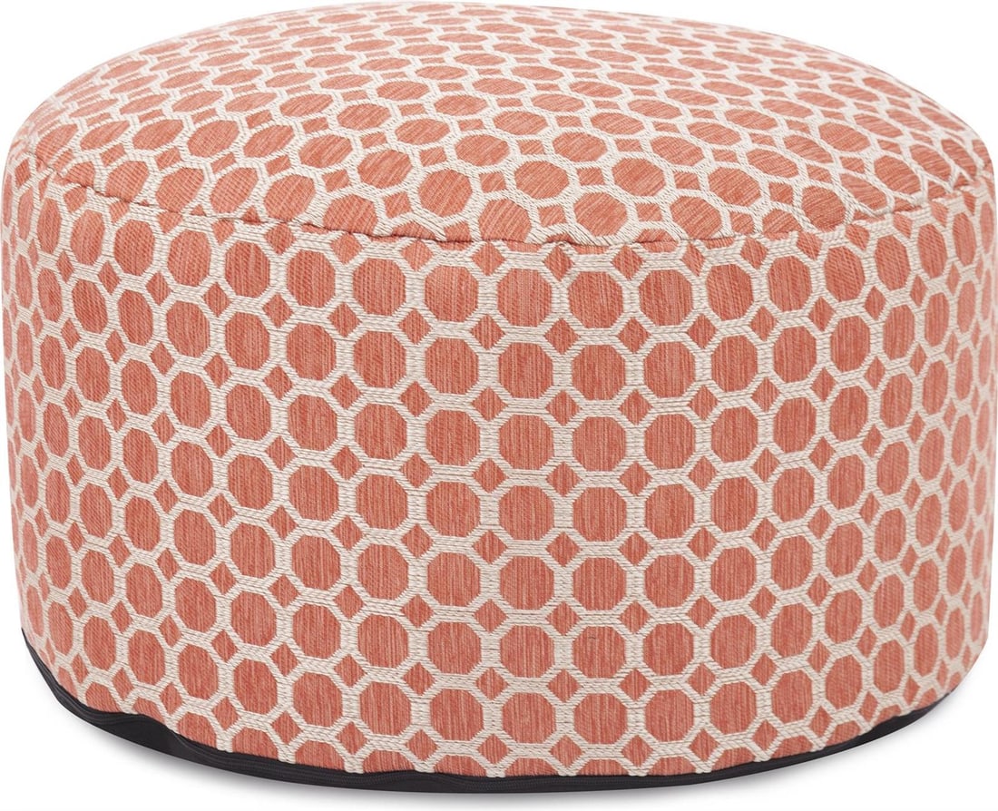 Howard Elliott Coral Orange Round Pouf from Pyth Collection (1 of 4)