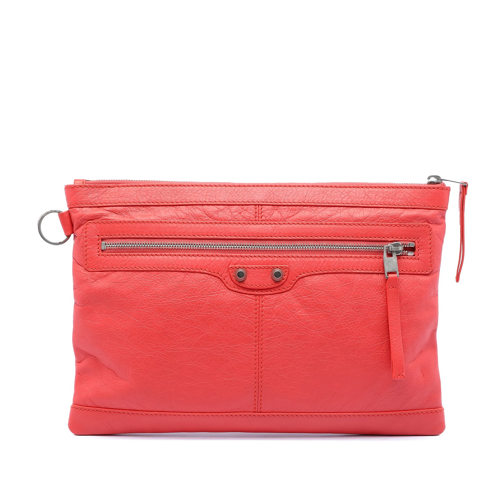 Balenciaga Orange Lambskin Motocross Classic Clip M Leather Clutch Bag (1 of 7)