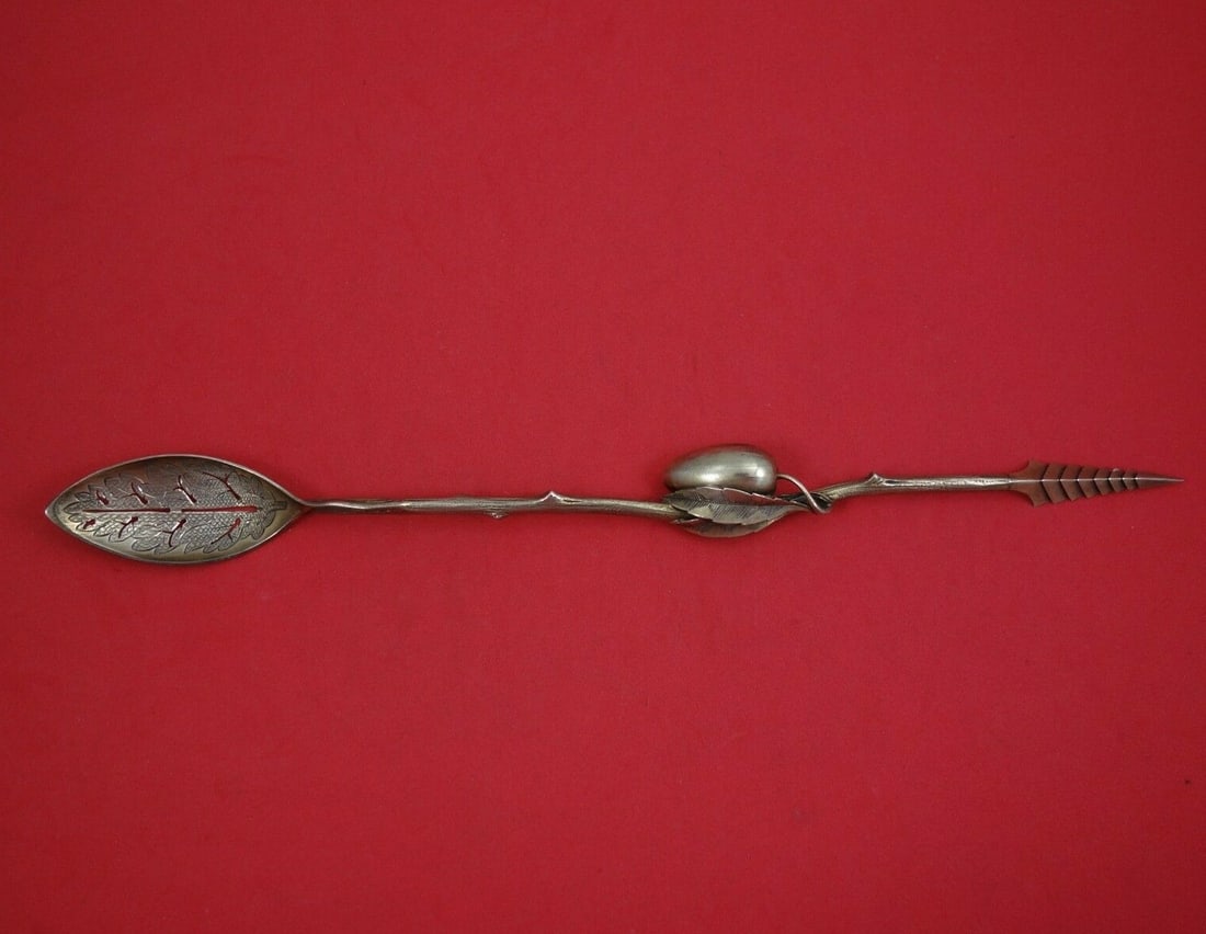 Gorham Number 267 Sterling Silver Olive Spear with Light Vermeil 12": Gorham Number 267 Sterling Silver Olive Spear with Light Vermeil 12" This exquisite pickle spear or olive spear, crafted by Gorham, showcases the elegant Number 267 pattern. Made from high-quality ste