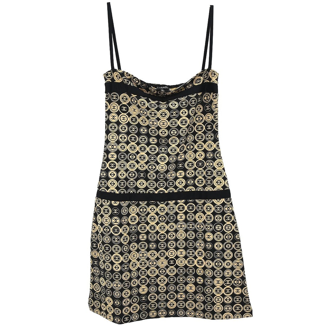 Black Mini Spandex Nylon Camisole Dress Chanel Spring Summer FR 34 (1 of 12)