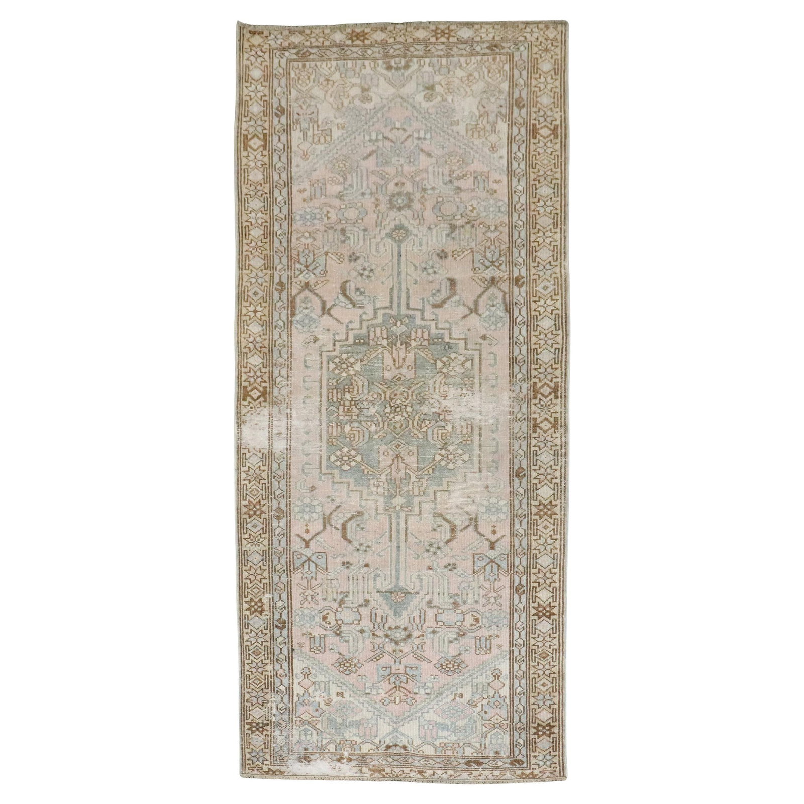 Early 20th Century Persian Malayer Runner in Blush Pink Wool (1 of 8)