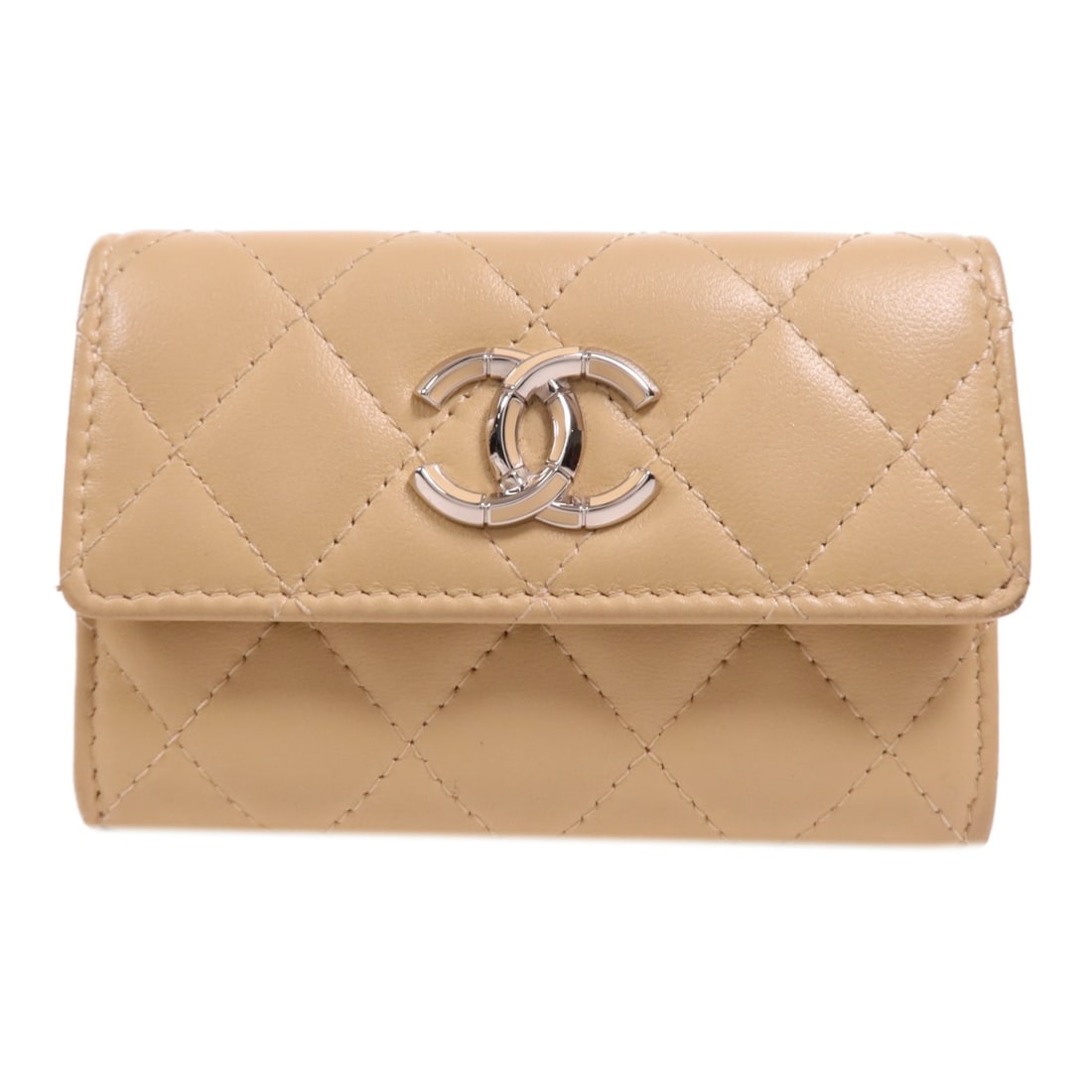 CHANEL Beige Lambskin Leather Card Case with SHW (1 of 17)