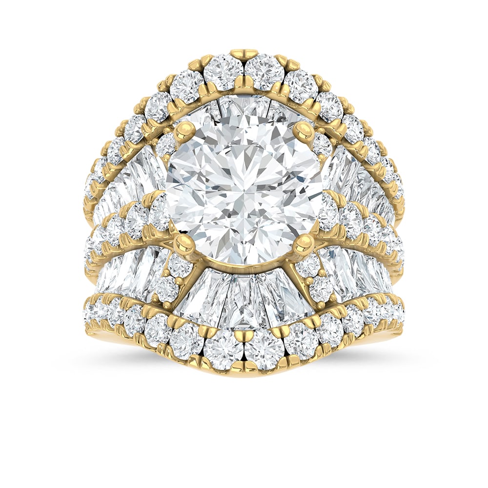 14K Yellow Gold Lab Grown Diamond 9 1/2 Ct.Tw. Engagement Ring: 14K Yellow Gold Lab Grown Diamond 9 1/2 Ct.Tw. Engagement Ring 14k Yellow Gold Stone Color: D-f Stone Clarity: Vs Each ring is presented in standard size 6.5. Complimentary resizing is available betwe