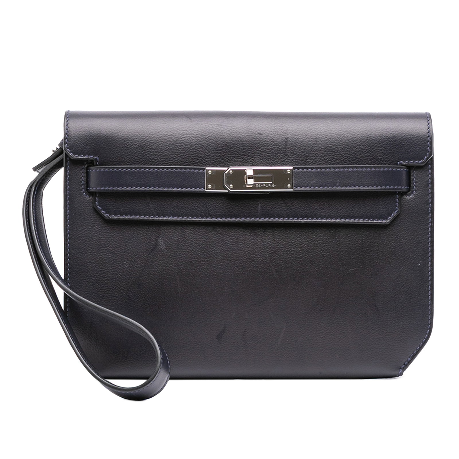 Hermes Evergrain Kelly Depeches Pouch 25 Blue Leather (1 of 11)