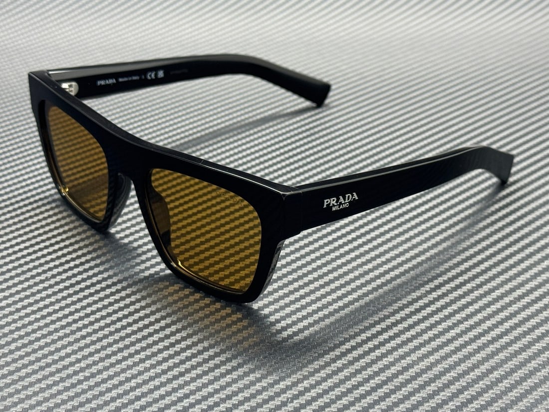 Prada PR C03S Black Frame 54mm Men's Sunglasses with Dark Honey Lenses (1 of 4)