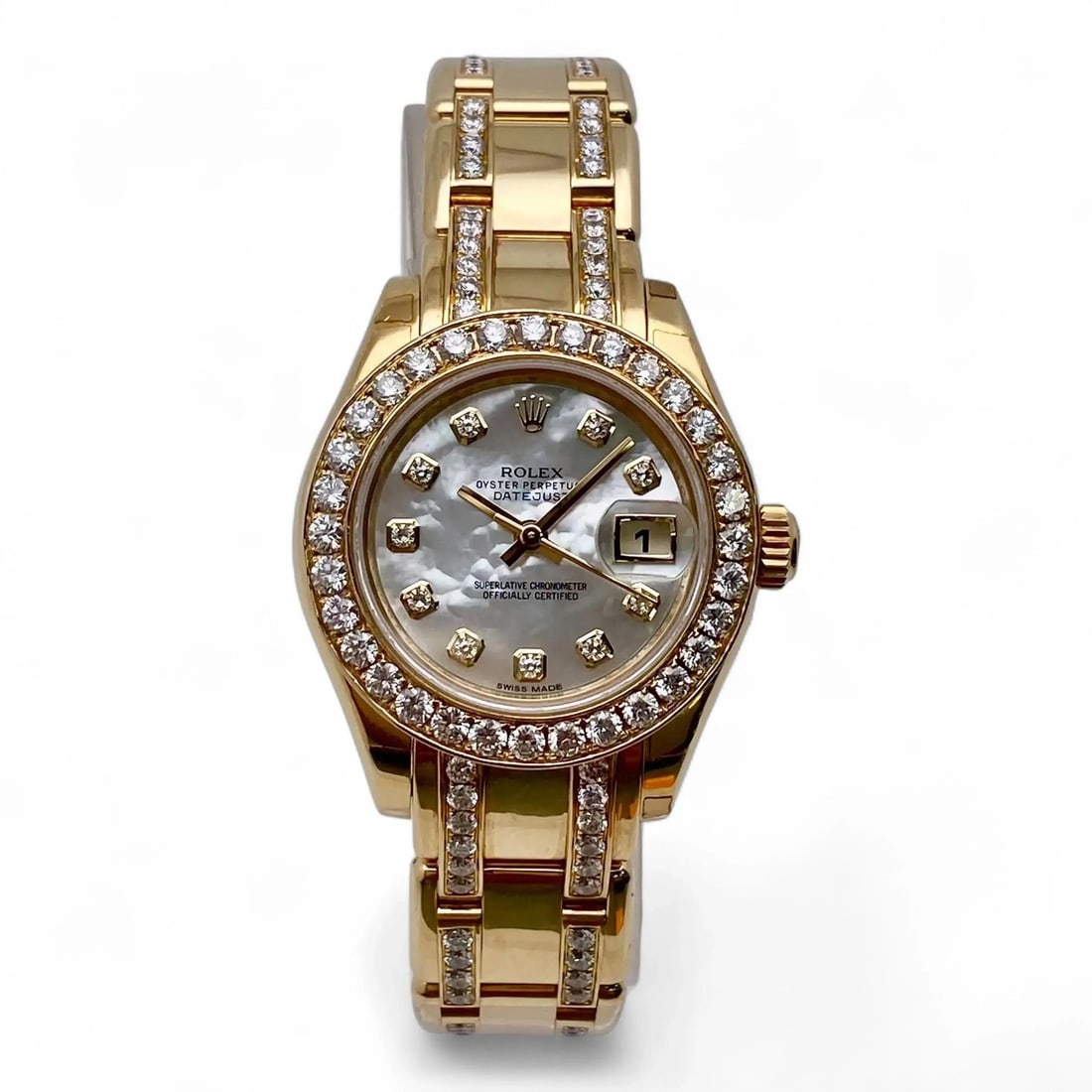 Rolex Pearlmaster 80318 18K Gold MOP Dial Watch With Custom Diamond Accents (1 of 6)