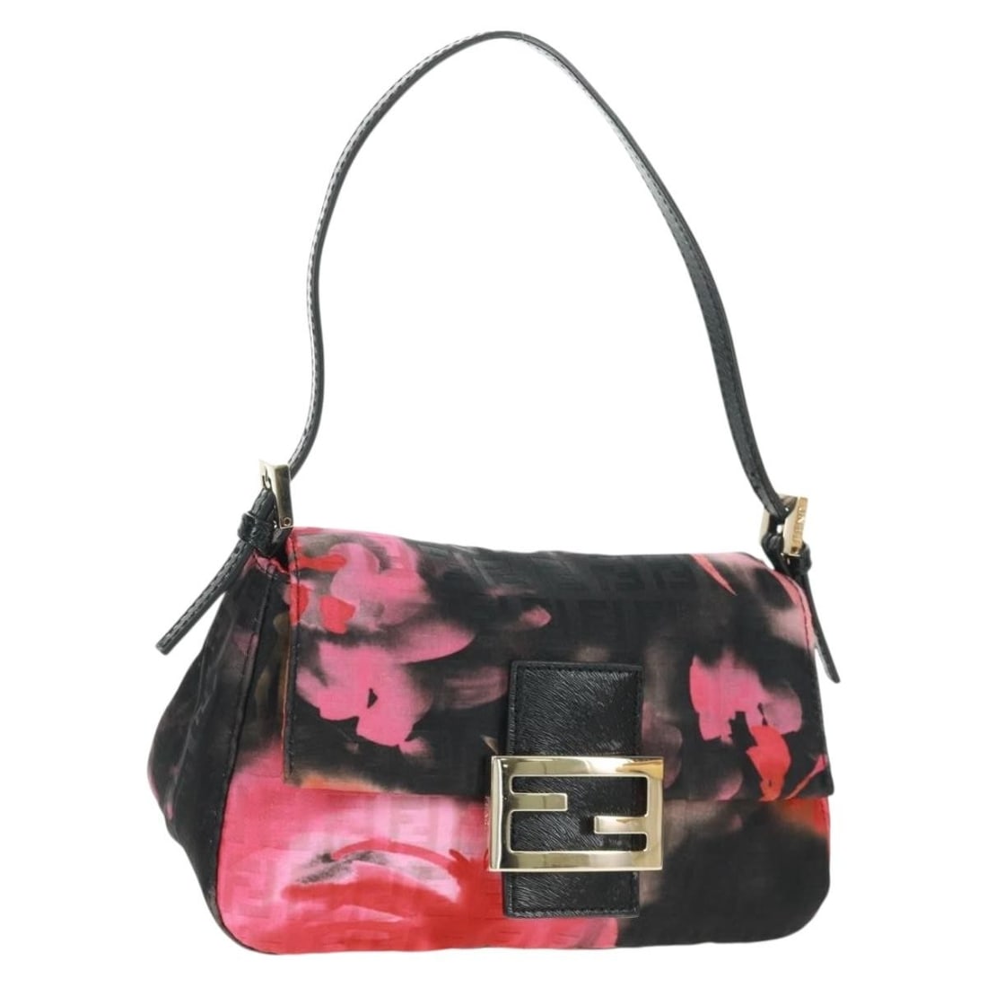 Red Zucchino Canvas Mamma Baguette Fendi Handbag with Dust Bag: Red Zucchino Canvas Mamma Baguette Fendi Handbag with Dust Bag This Fendi Mamma Baguette handbag features the signature Zucchino canvas in a striking red and gold color combination. The bag is crafted