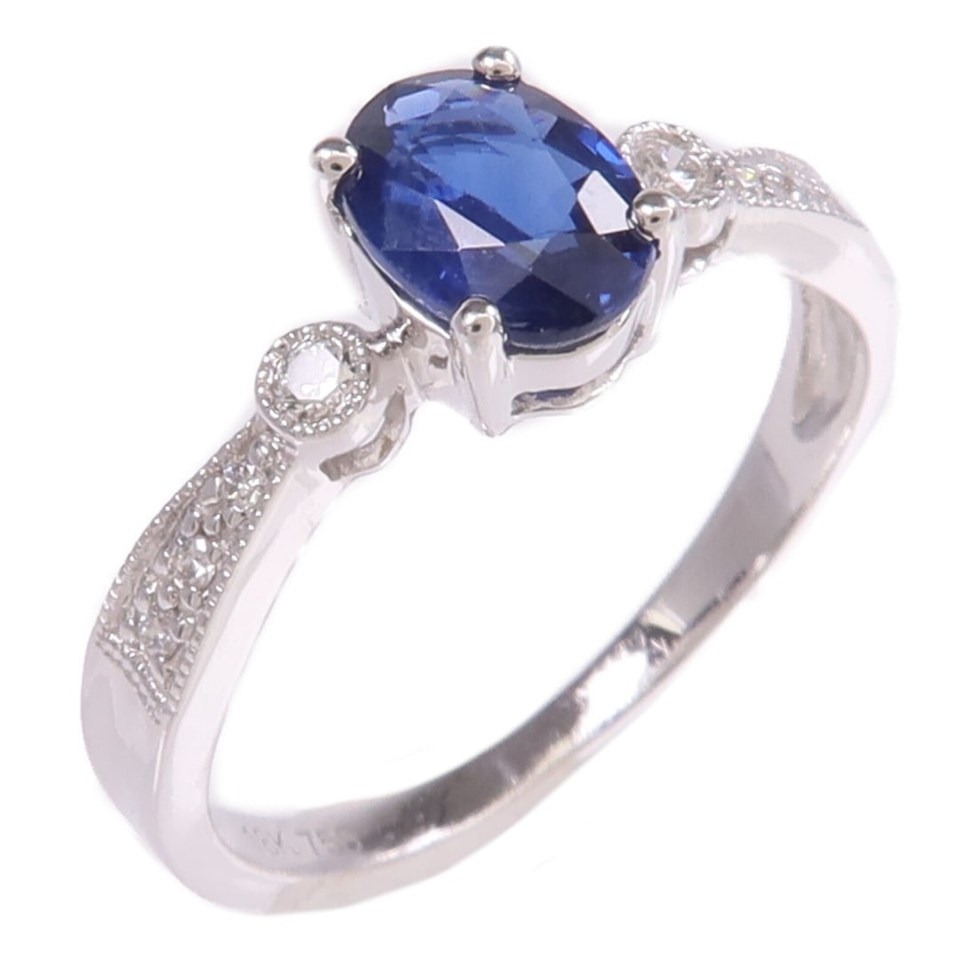 Sapphire and Diamond Women's Ring in 18K White Gold Size 5.75 (1 of 8)