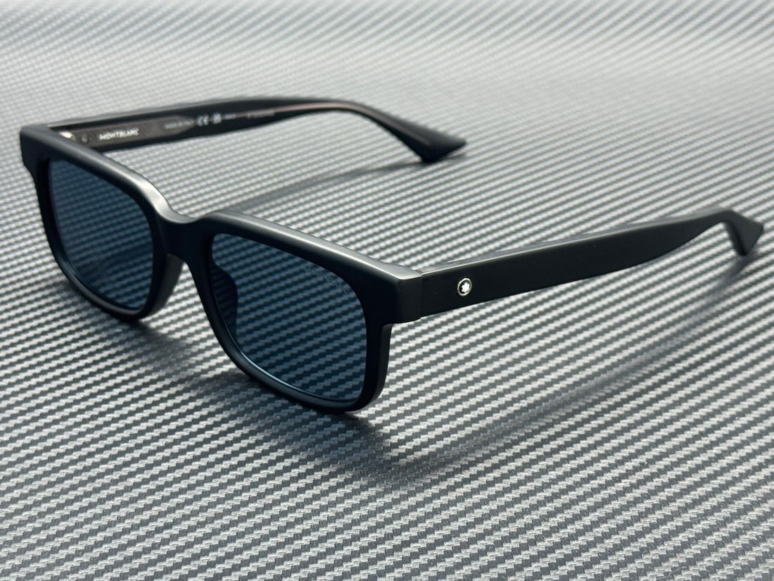 Montblanc MB0383S 003 Matte Black Blue 54mm Men's Sunglasses: Montblanc MB0383S 003 Matte Black Blue 54mm Men's Sunglasses Elevate your style with these Montblanc MB0383S 003 sunglasses, designed for men who appreciate luxury and sophistication. Featuring a slee