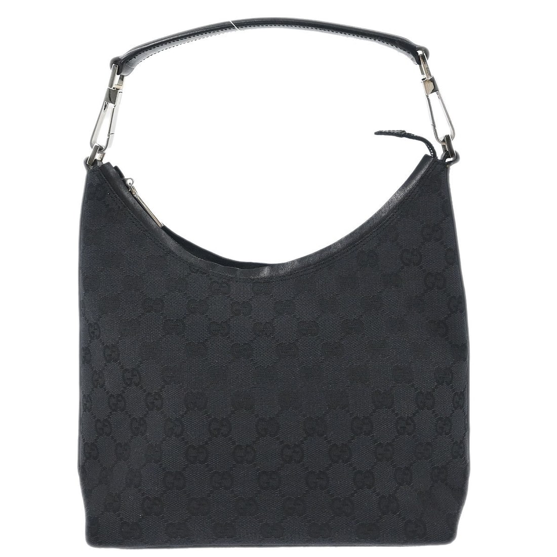 Medium Black Canvas Leather GG Pattern Handbag by Gucci Model 000.0602 002122: Medium Black Canvas Leather GG Pattern Handbag by Gucci Model 000.0602 002122 This vintage Gucci GG handbag features a black canvas leather exterior and a classic Gucci GG pattern. Designed for women,