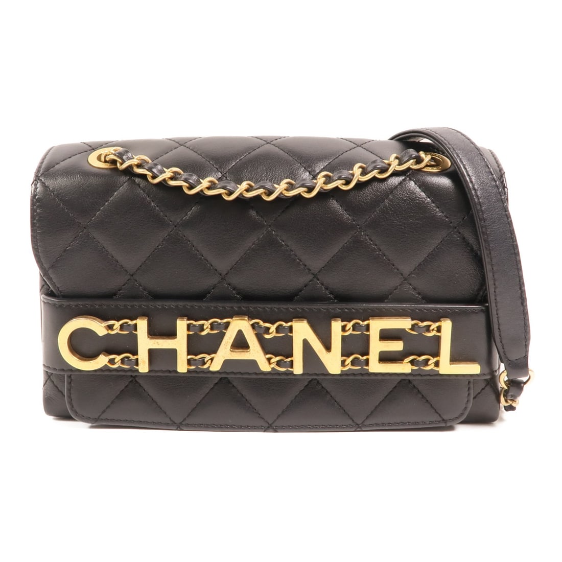 Chanel Enchained Black Calfskin Flap Shoulder Bag with Gold Tone CC Hardware (1 of 14)