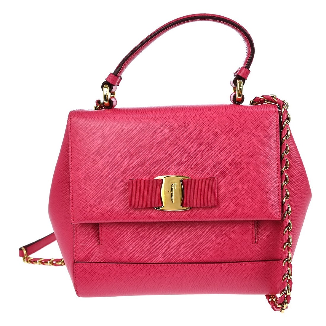 Salvatore Ferragamo Vara Bow Pink Leather 2way Top Handle Bag (1 of 6)