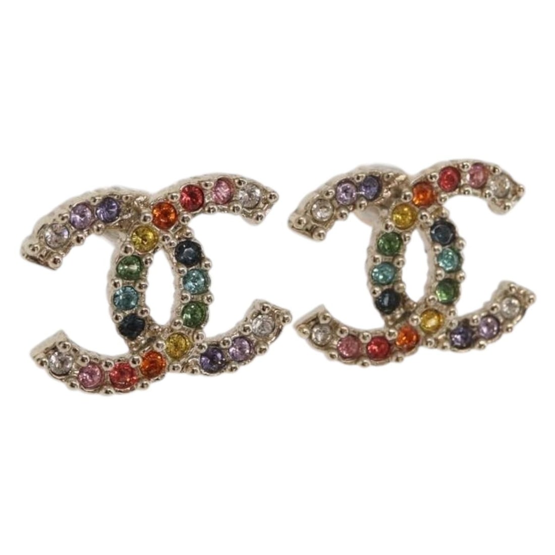 Chanel Metal Earrings Gold Tone Multicolor CC Motif 171182SAM (1 of 14)