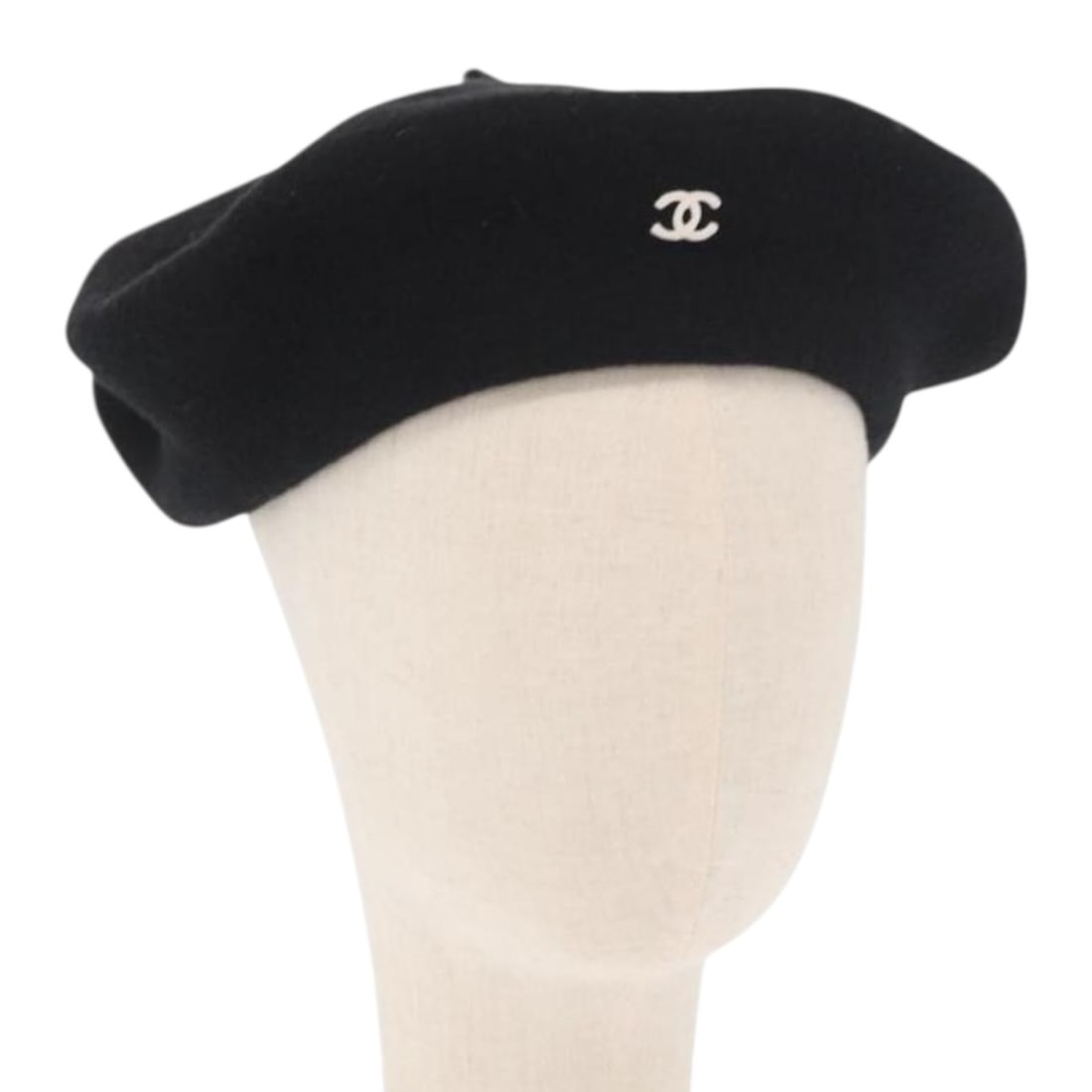 CHANEL 1998 Coco Mark Black Wool Beret Cap Authenticated (1 of 15)