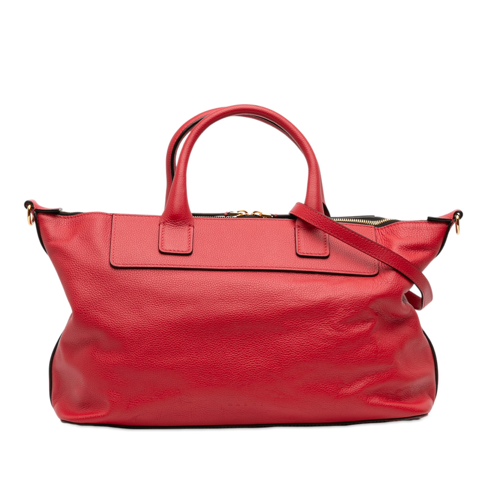 Red Leather Satchel with Top Handles and Zip by Marni (1 of 14)