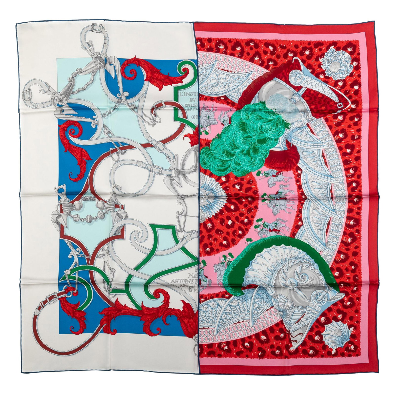 Hermes Red and White Patchwork Silk Scarf 35 in France (1 of 5)