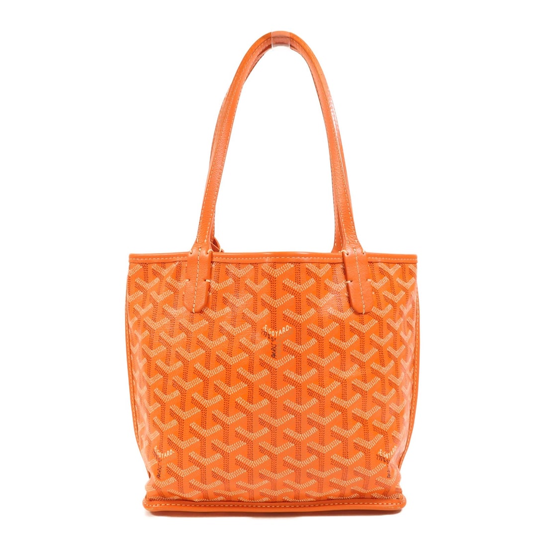 Goyard Anjou Mini Orange Coated Canvas Tote Shoulder Bag: Goyard Anjou Mini Orange Coated Canvas Tote Shoulder Bag This Goyard Anjou Mini shoulder bag features an orange PVC coated canvas exterior in a tote style. Crafted in France, it offers a compact desig