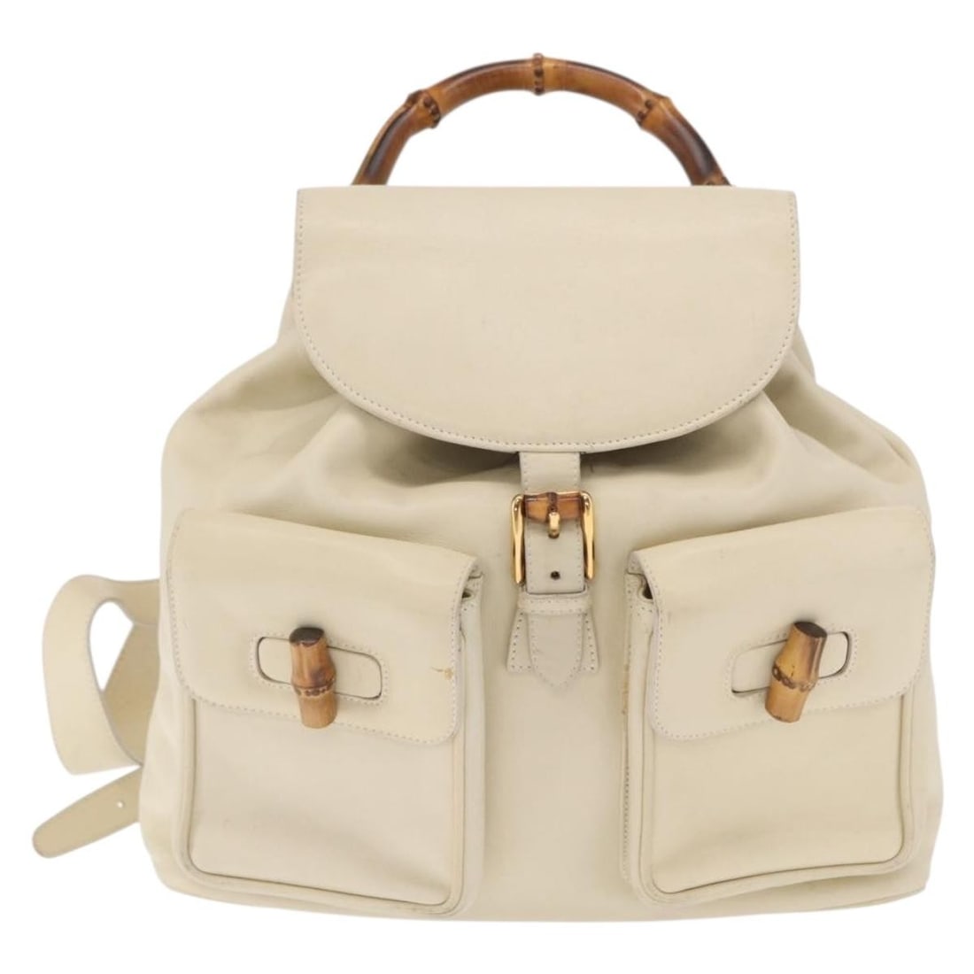 Vintage Gucci Leather Bamboo Backpack for Women Beige 30cm by 28cm by 8cm (1 of 18)