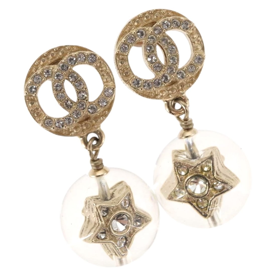 Chanel Coco Mark Gold Tone Metal Pierced Earrings with Box and Dust Bag (1 of 16)