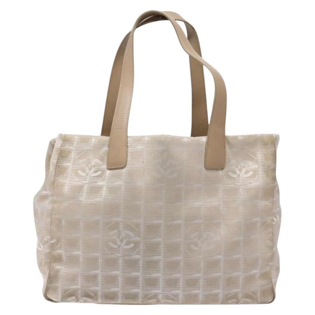 Chanel Nylon Travel Line Tote Bag Beige 34cm by 25cm by 13cm: Chanel Nylon Travel Line Tote Bag Beige 34cm by 25cm by 13cm This Chanel Travel Line Tote is crafted from beige nylon, designed for women. The tote features wear consistent with use, including surface