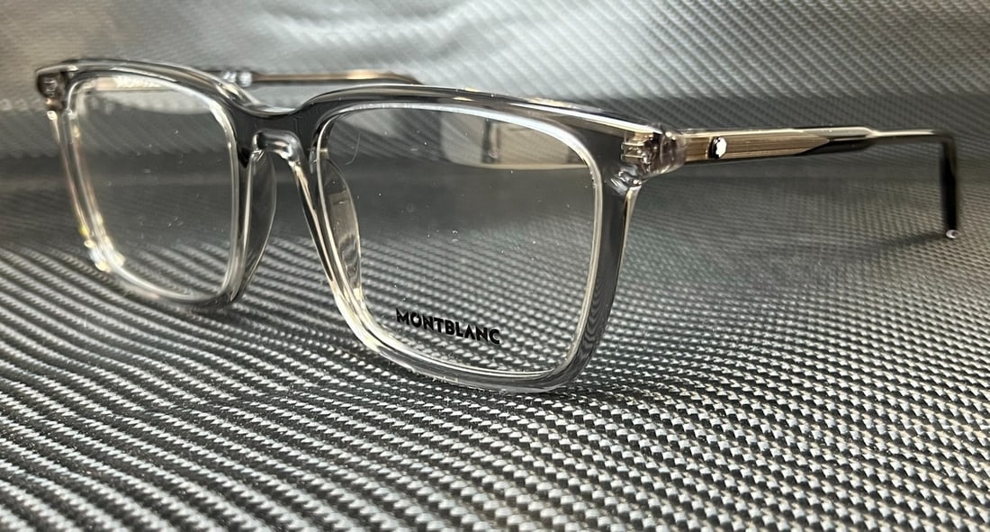 Montblanc MB0011O 008 Men's Gray Acetate Rectangular Eyeglasses (1 of 4)