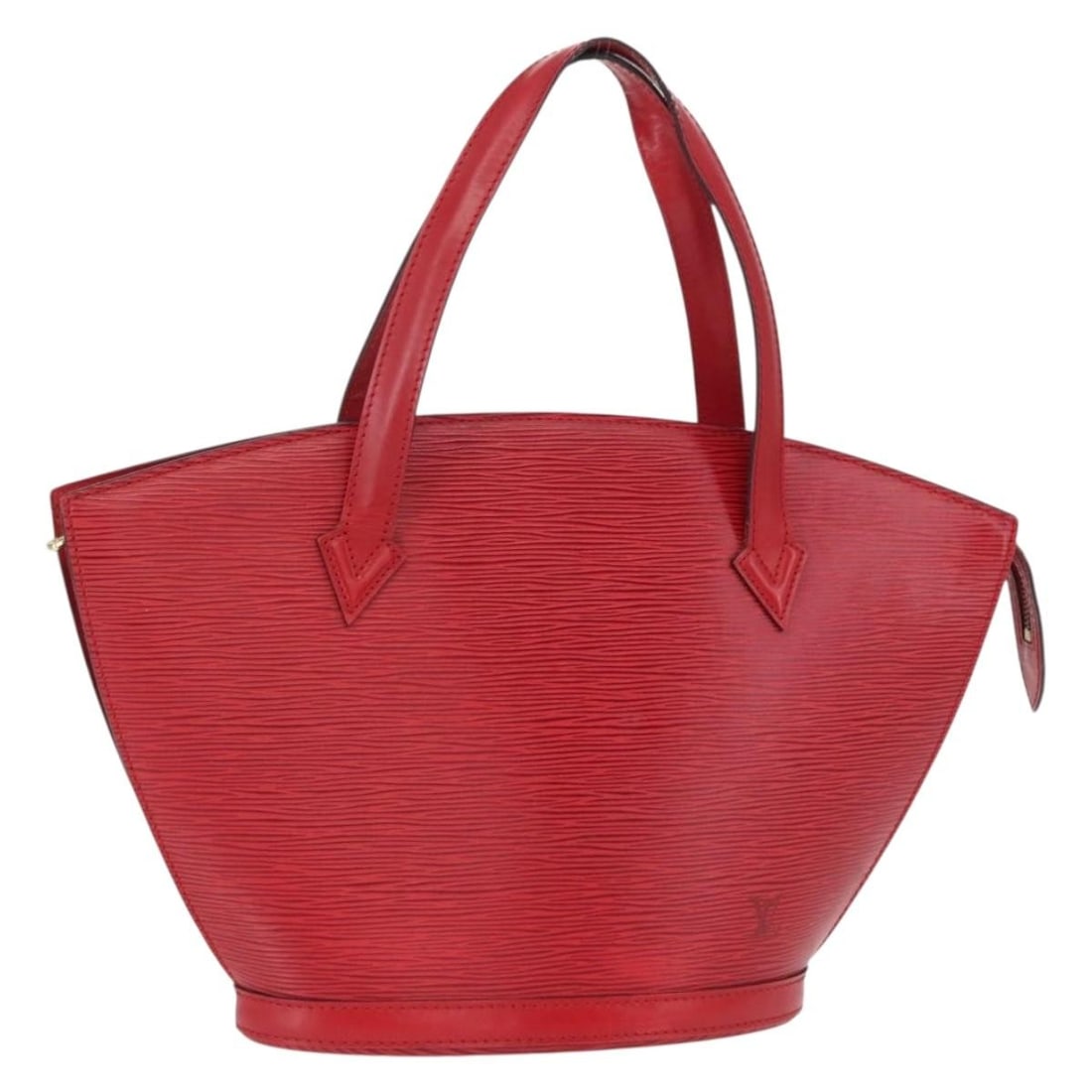 Red Epi Leather Louis Vuitton Saint Jacques Tote Bag 44x30x17cm: Red Epi Leather Louis Vuitton Saint Jacques Tote Bag 44x30x17cm This Louis Vuitton Saint Jacques handbag is crafted from red Epi leather designed for women. The exterior shows surface rubbing, slight