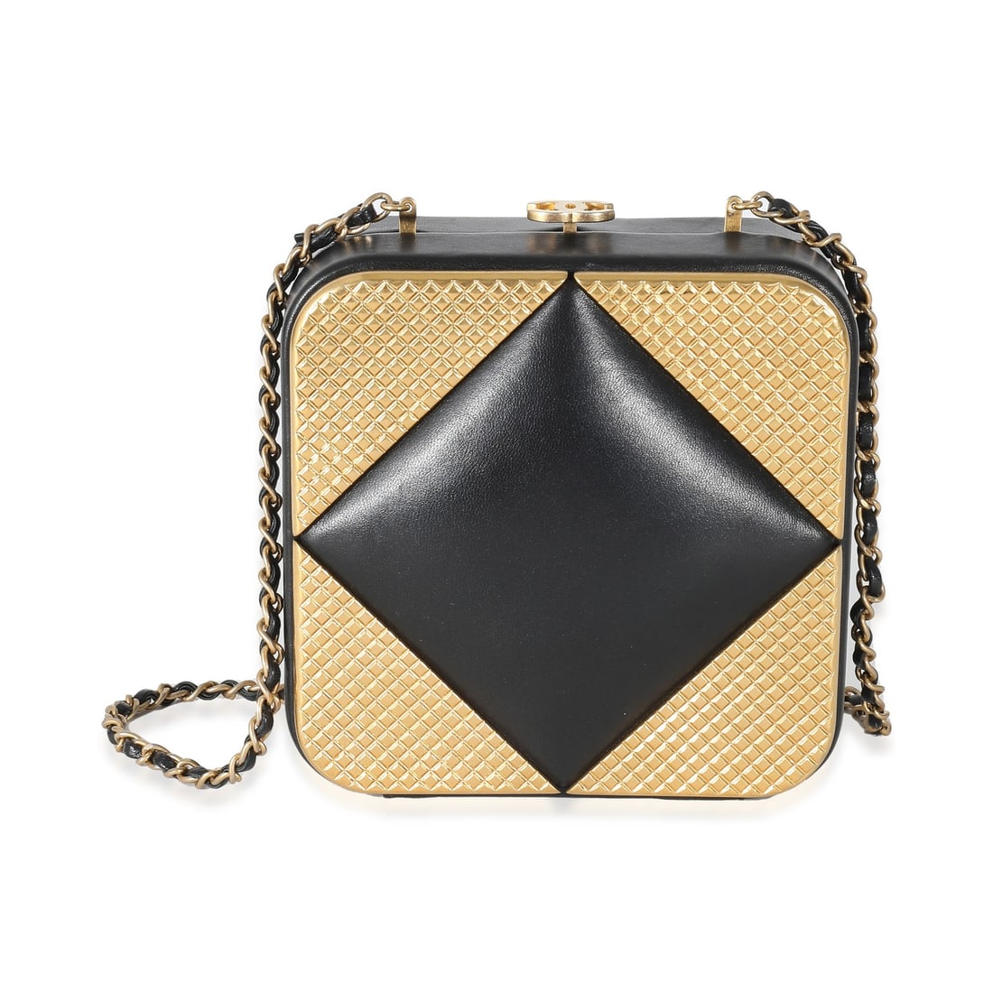 Chanel Black Lambskin Square CC Clutch 2021-2022 Gold-Tone Hardware: Chanel Black Lambskin Square CC Clutch 2021-2022 Gold-Tone Hardware This elegant Chanel Black Lambskin Gold Metal Square CC Clutch is a versatile accessory perfect for both casual outings and formal e