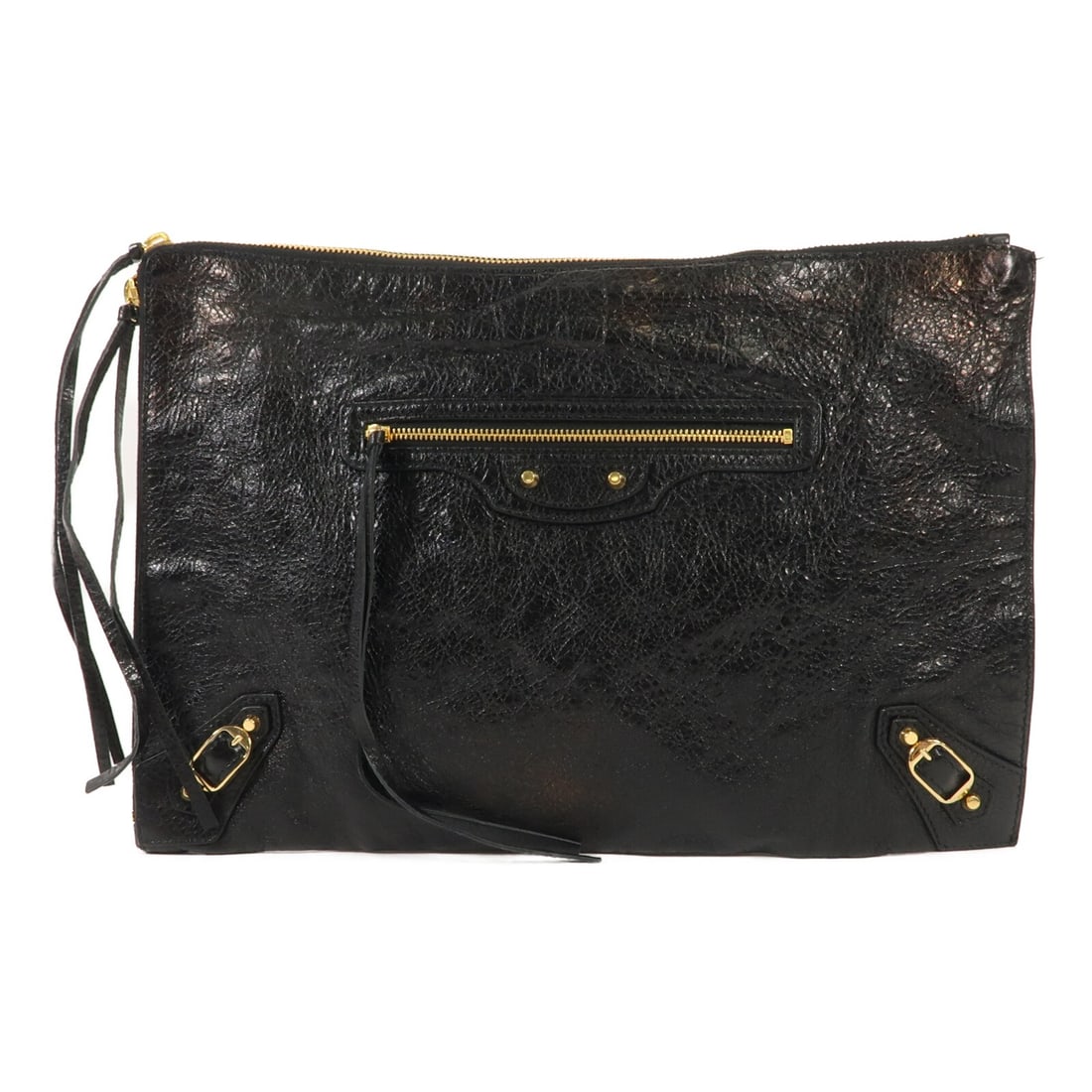 BALENCIAGA Clutch Hand Bag 362967 Black Calfskin GHW: BALENCIAGA Clutch Hand Bag 362967 Black Calfskin GHW Elevate your style with this Balenciaga clutch handbag, expertly crafted from luxurious calfskin leather in a classic black hue. This elegant bag f