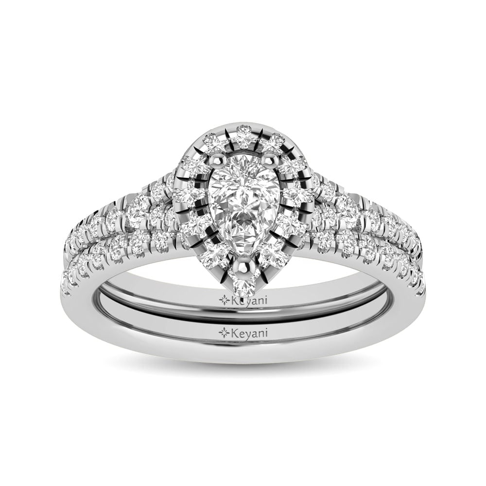14KT White Gold 1Ct.Tw. Diamond keyani Bridal Ring: 14KT White Gold 1Ct.Tw. Diamond keyani Bridal Ring 14k White Gold Stone Color: Gh Stone Clarity: Si2 Each ring is presented in standard size 6.5. Complimentary resizing is available between sizes 510