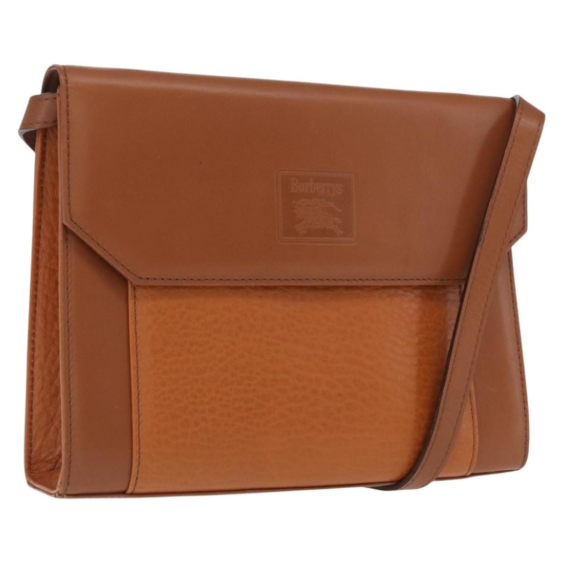 Brown Leather Burberrys Shoulder Bag with Gold Accents: Brown Leather Burberrys Shoulder Bag with Gold Accents This Burberrys shoulder bag is crafted from brown leather with gold-tone accents. It features a structured silhouette with a spacious main compar