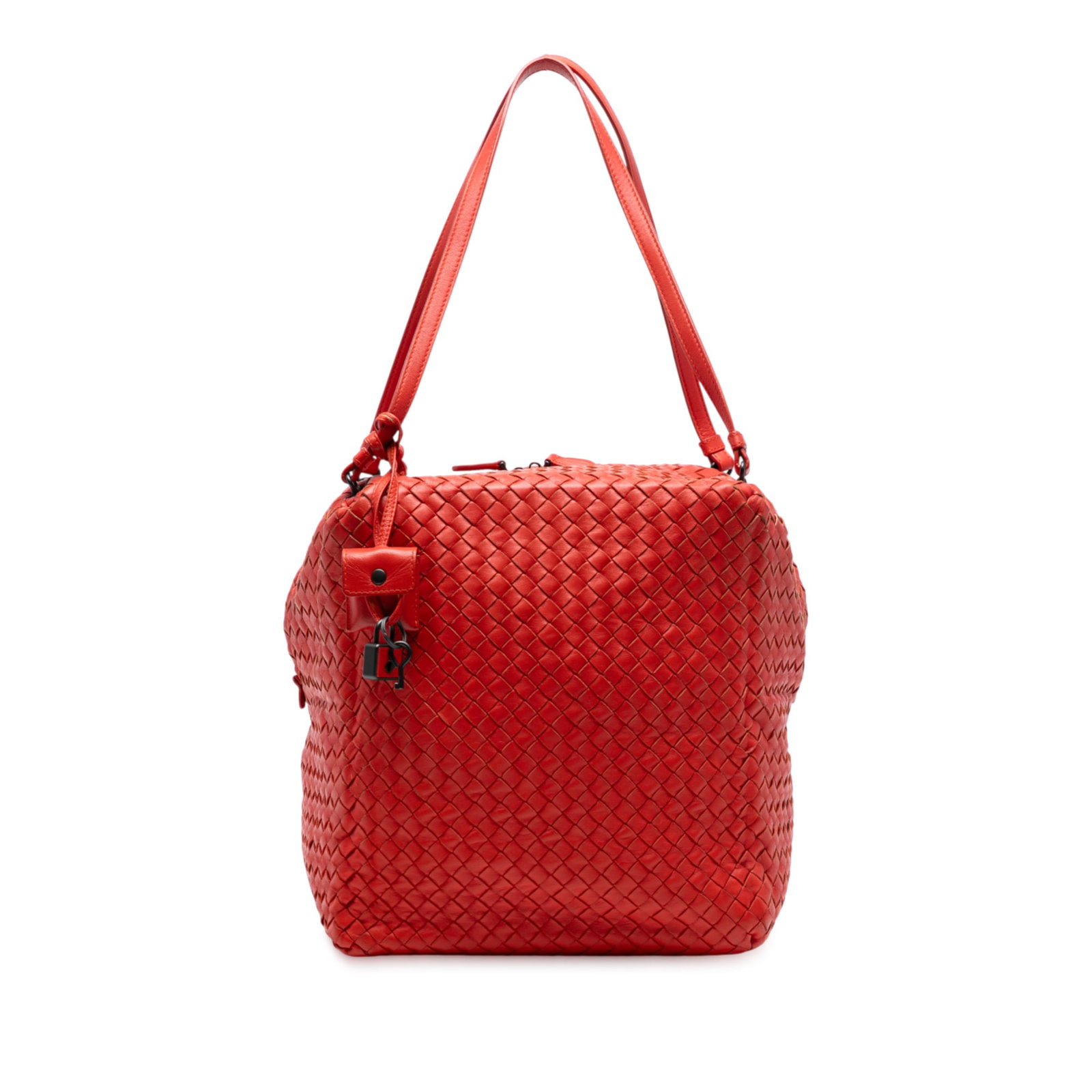 Bottega Veneta Red Nappa Intrecciato Cube Shoulder Bag (1 of 7)